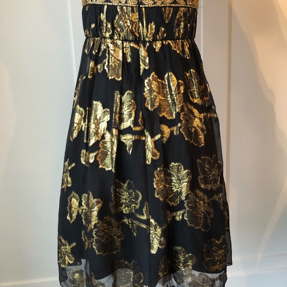 Cache Beaded Floral Sheer Overlay Strapless Dress - Picture 6 of 8